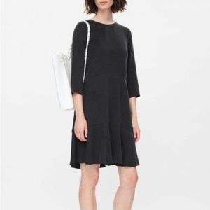 COS Black Circle-Cut Dress with Pockets 3/4 Sleeve